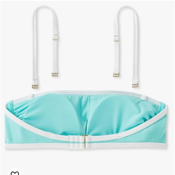 Kona Sol Bandeau Terry Cloth turquoise & White Swim top NWT Size XL - Picture 2 of 7